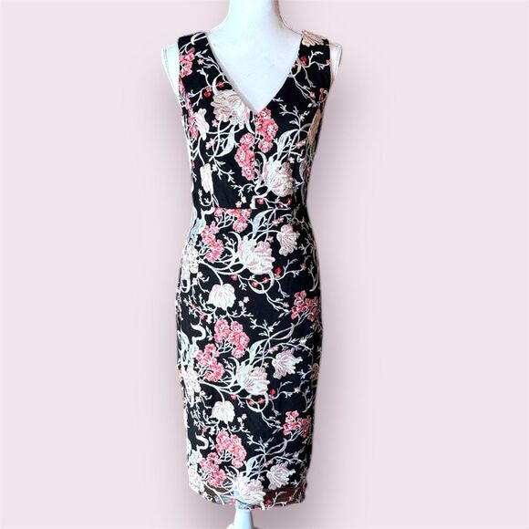 JAX Black Label Dresses & Skirts - JAX Black Label Fully Embroidered Floral Sleeveless Dress Cocktail Wedding